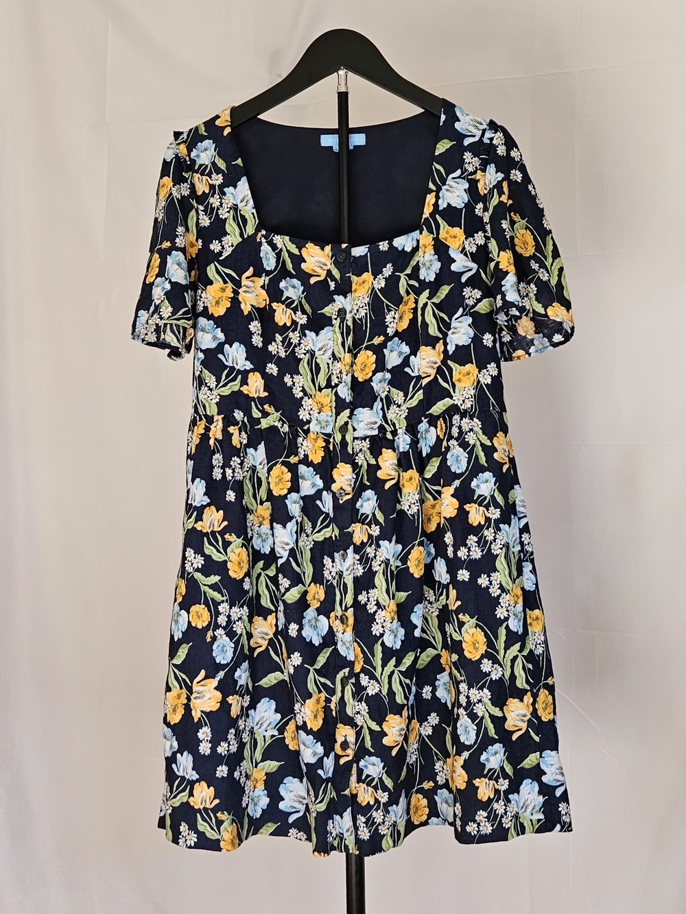 Draper James Floral Linen Square Neck Dress with Pockets Size 6 - Picture 3 of 16